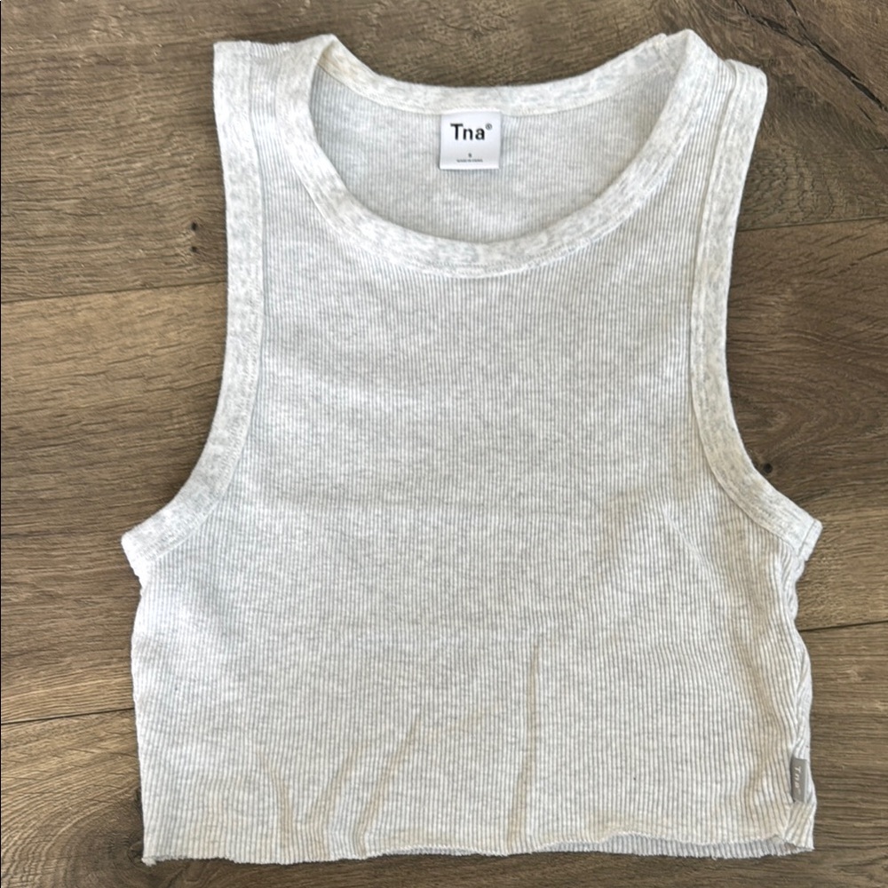 Tna Women's White Ribbed Cropped Tank